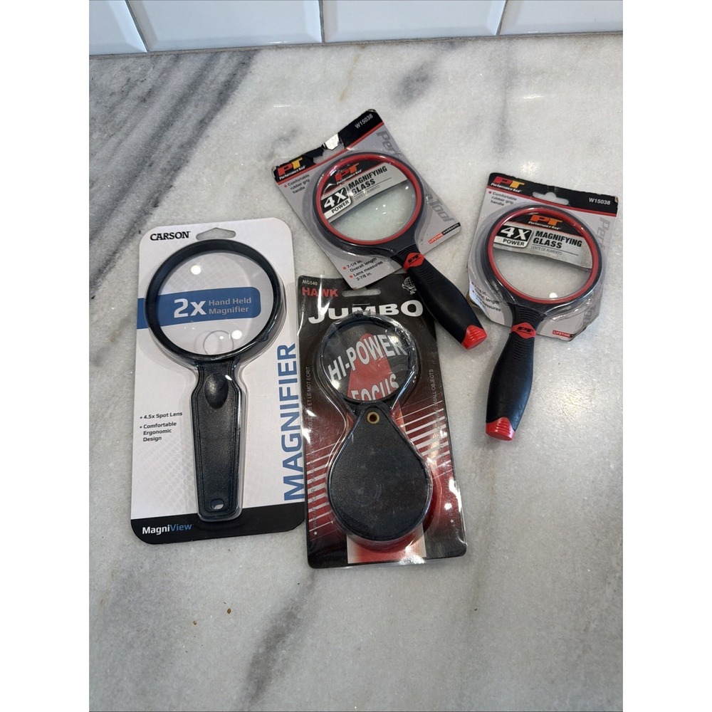 Lot Of 4 Magnifying Glasses 2x And 4x